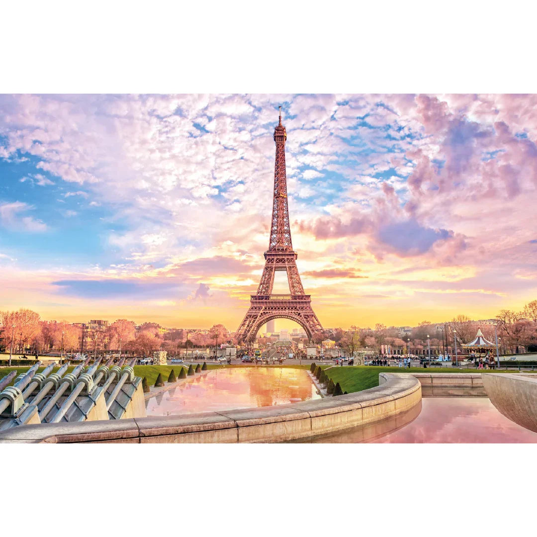 Rompecabezas 1000 Piezas mini A3 - Atardecer en la torre Eiffel, Francia (M100-204) - Ingenio Destreza Mental