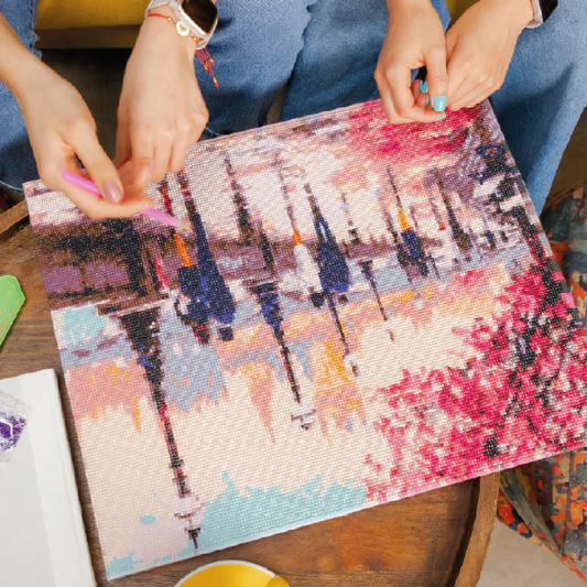 Kit de Arte 5D Diamante 50cmx40cm - Camino Farol Rosado