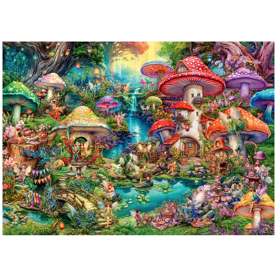Rompecabezas 1000 Piezas Merry Mushroom Village - Aldea de hongos alegre