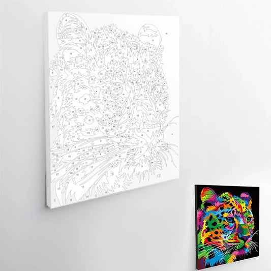 Leopardo - Kit de Pintura por números 50cmx40cm - Ingenio Destreza Mental