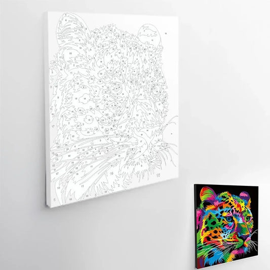 Leopardo - Kit de Pintura por números 50cmx40cm - Ingenio Destreza Mental