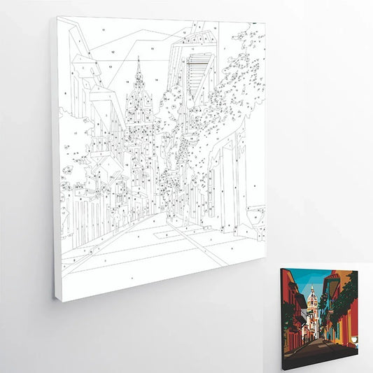 Cartagena - Kit de Pintura por números 50cmx40cm - Ingenio Destreza Mental