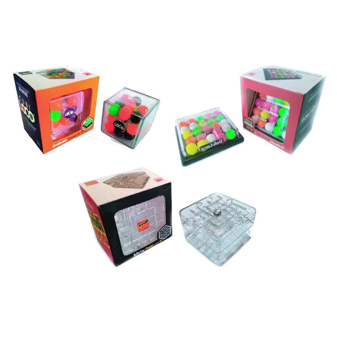 Combo de Laberintos x 3 - Tridiloco , Boliloco y Cubiloco - Ingenio Destreza Mental