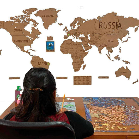MADEMAP Edición Estándar - Mapamundi de Madera para Instalar en Pared