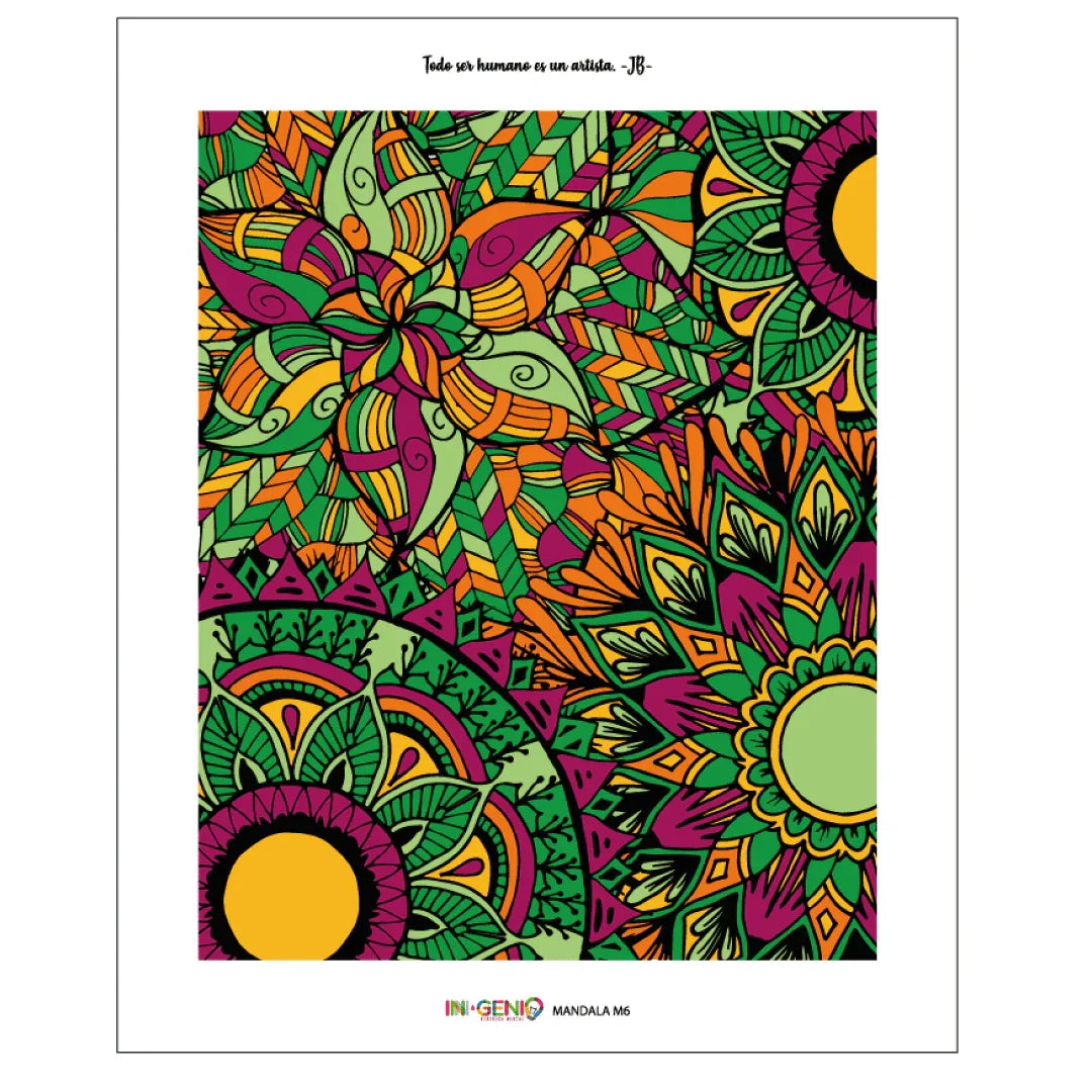 Pintura por números 50x40cm - Mandala Hawaiana - Ingenio Destreza Mental