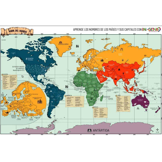 Mapamundi Educativo - Mapster Mapa Maestro - Ingenio Destreza Mental