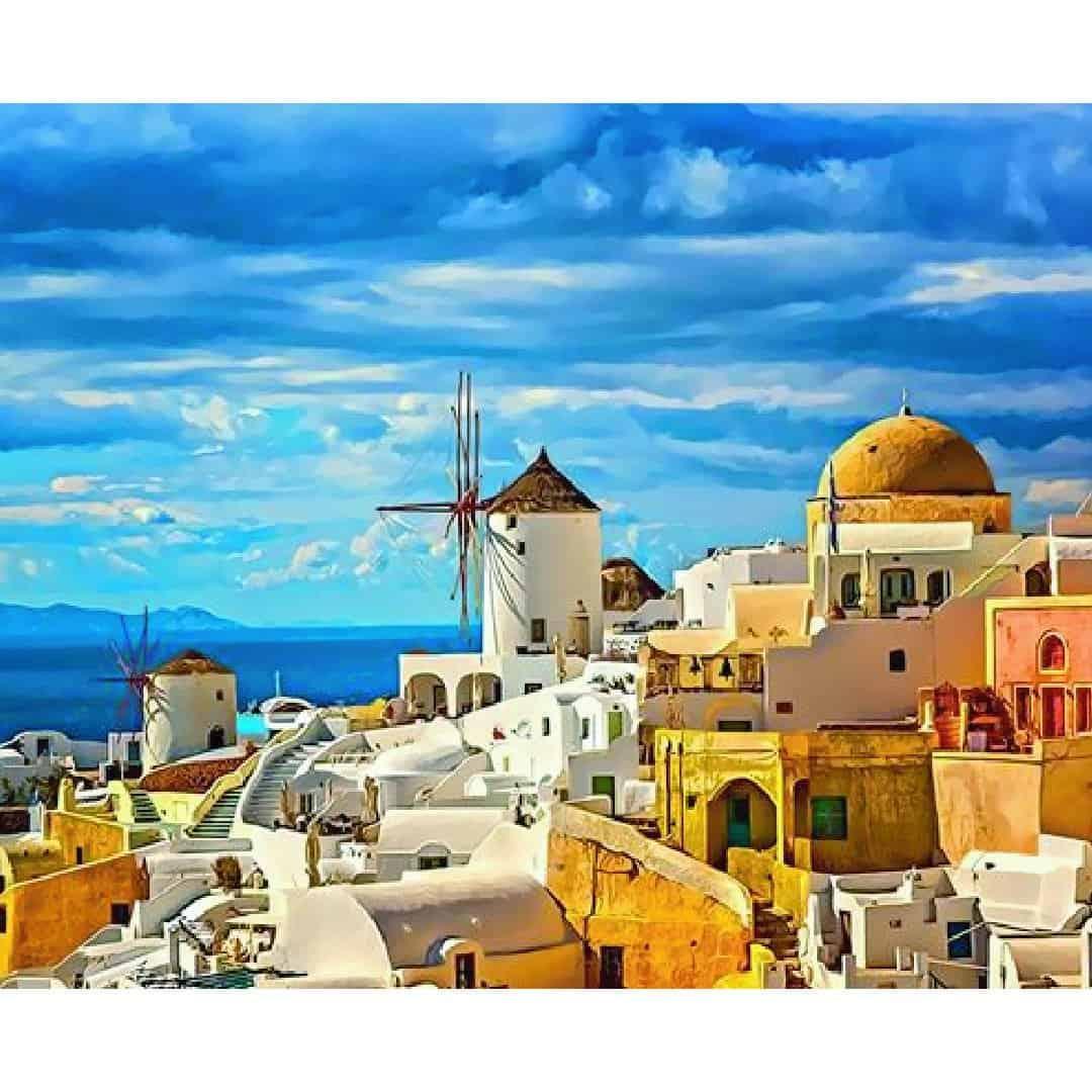 Pintura por números 50x40cm - Santorini - Ingenio Destreza Mental