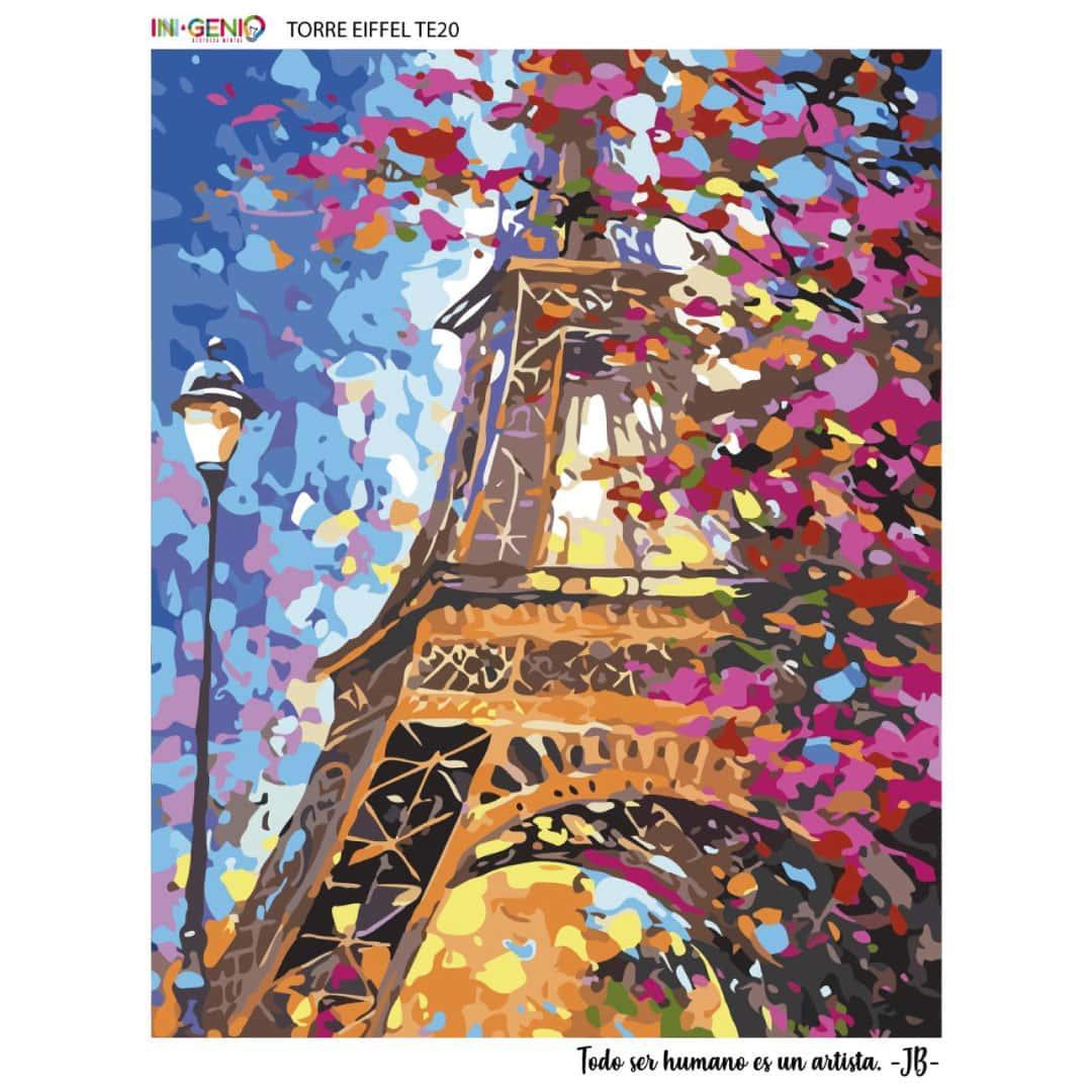 Pintura por números 50x40cm - Torre Eiffel - Ingenio Destreza Mental