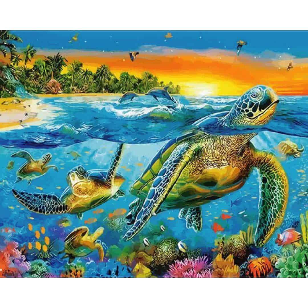 Pintura por números 50x40cm - Mundo Marino - Ingenio Destreza Mental