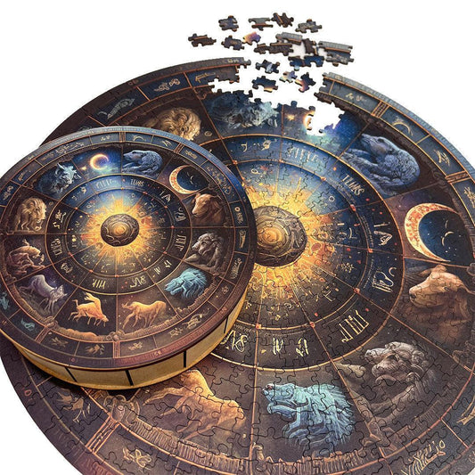 Rompecabezas 500 Piezas Redondo en Madera - Zodiaco - Ingenio Destreza Mental