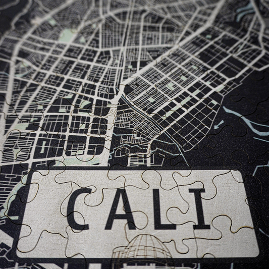 Rompecabezas Mutiformas Redondo en Madera - Mapa de Cali 165 Piezas