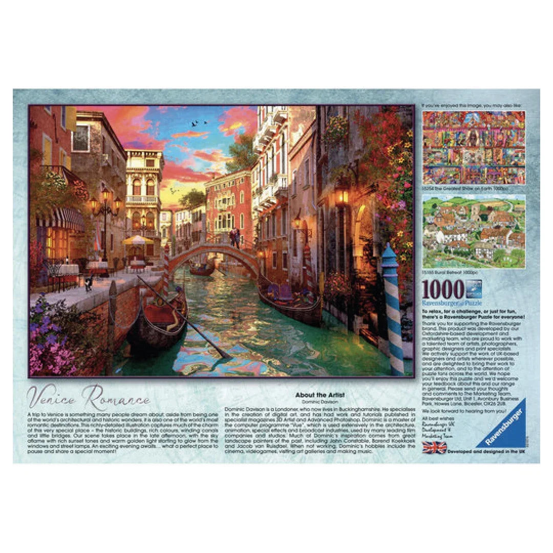 Rompecabezas 1000 piezas Romance de Venecia - Ravensburger - Ingenio Destreza Mental