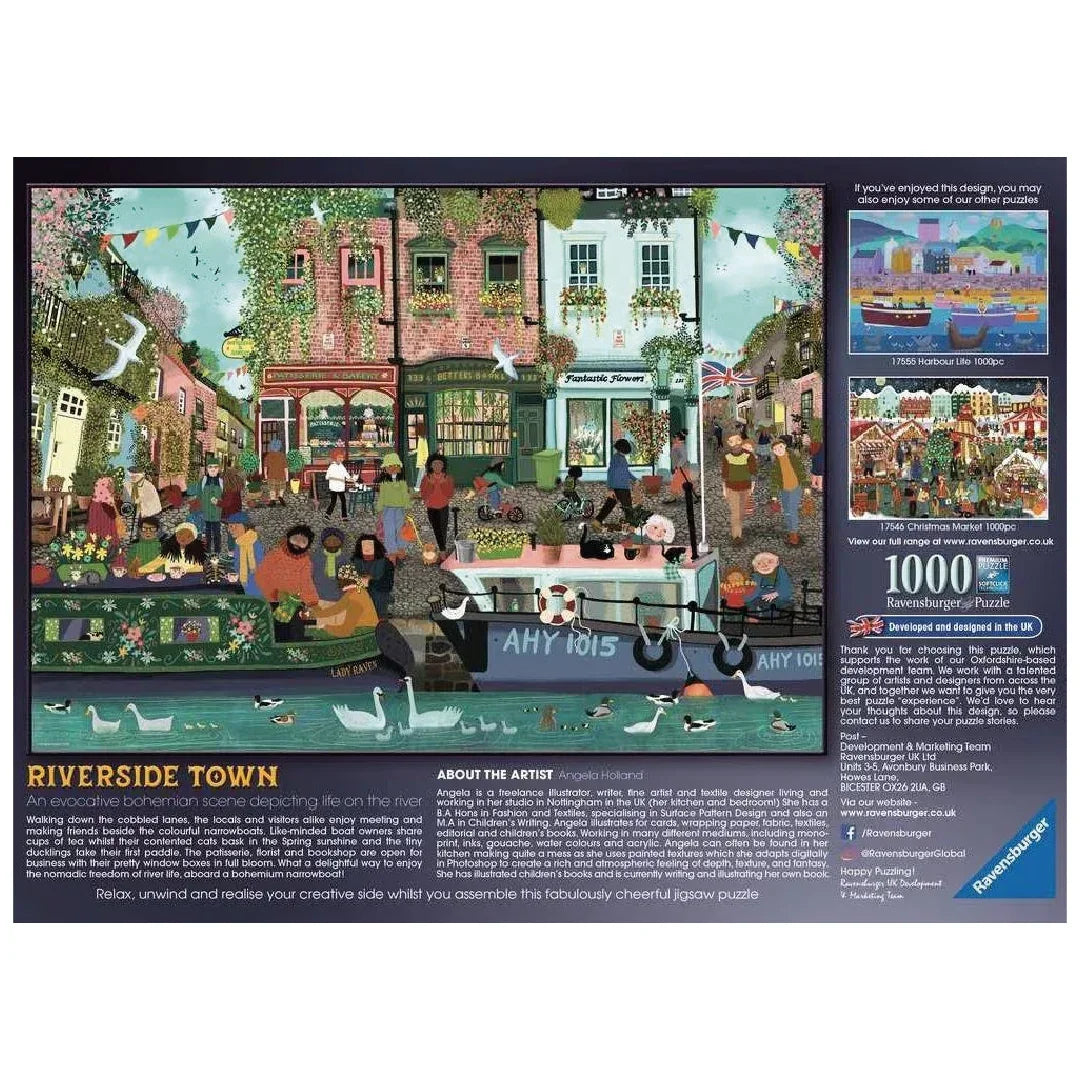 Rompecabezas 1000 piezas Riverside Town - Ravensburger - Ingenio Destreza Mental
