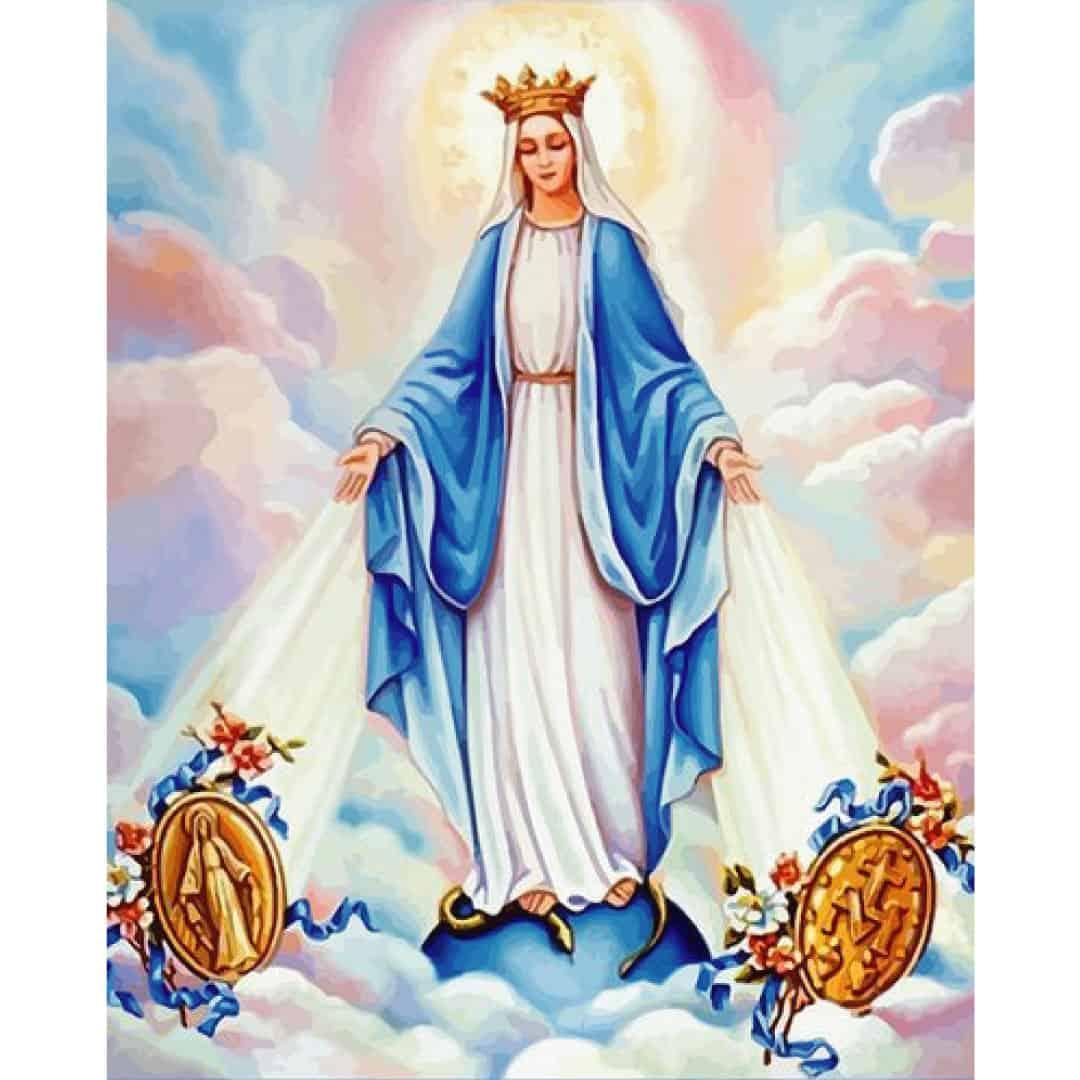 Pintura por números 50x40cm - Virgen Maria - Ingenio Destreza Mental