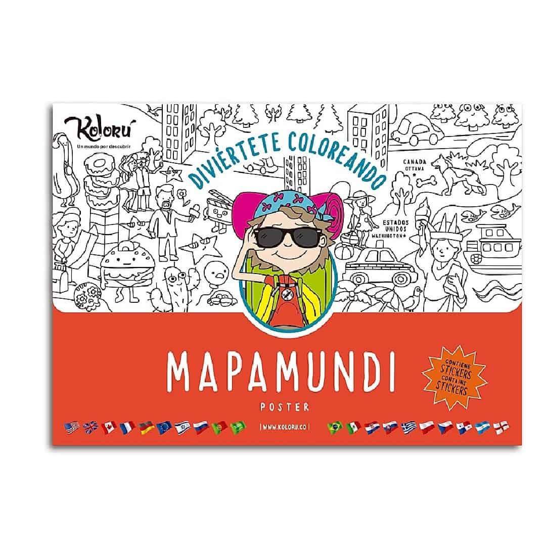 Póster Mapamundi para colorear - Ingenio Destreza Mental