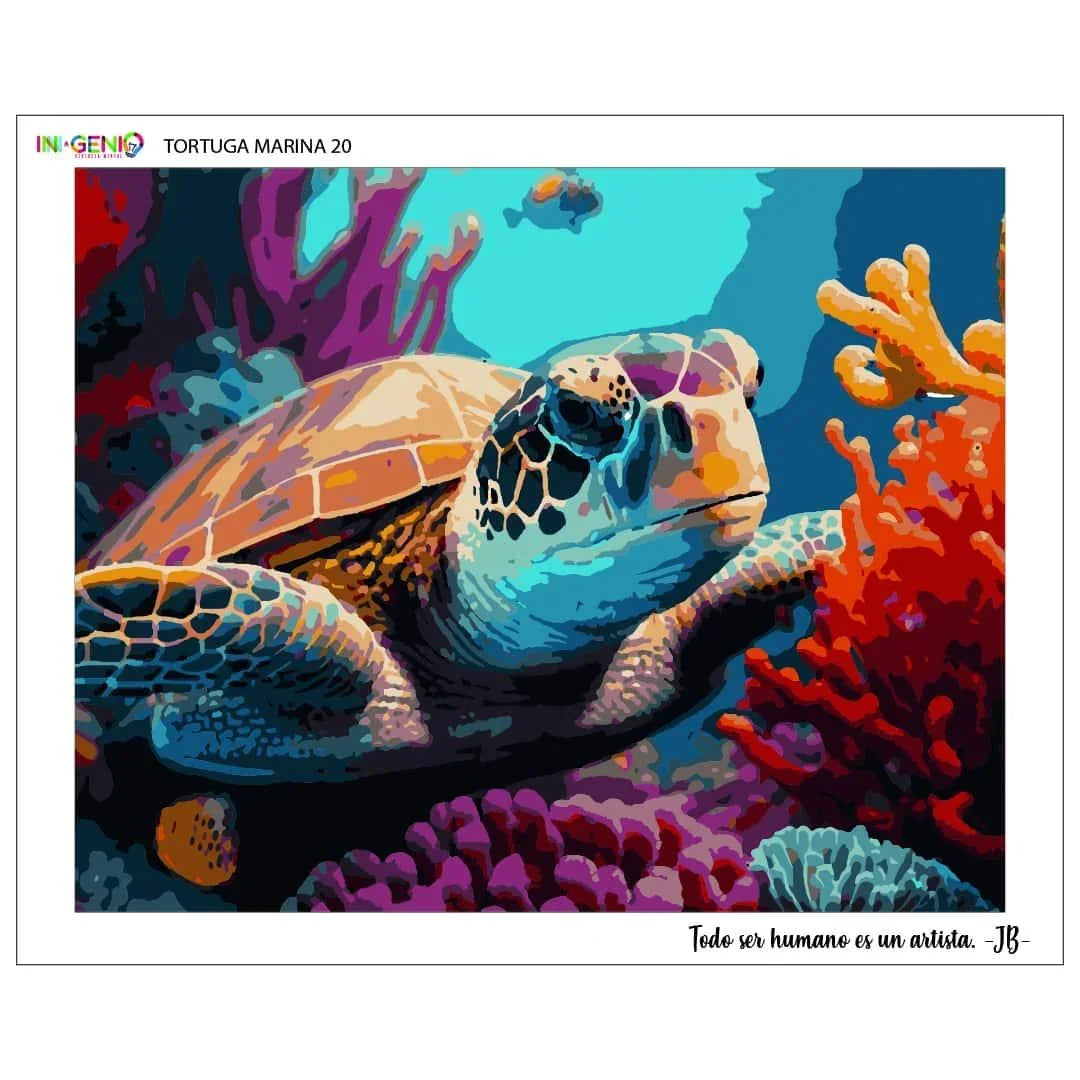 Pintura por números 50x40cm - Tortuga Marina - Ingenio Destreza Mental