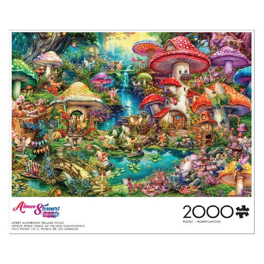 Rompecabezas 2000 piezas Merry Mushroom Village Picnic by Aimee Stewart - Buffalo - Ingenio Destreza Mental