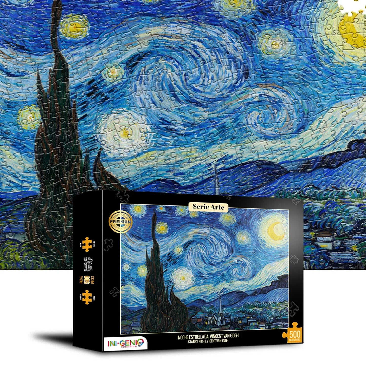 Rompecabezas 500 piezas Noche Estrellada - Starry Night , Van Gogh (500-500) - Ingenio Destreza Mental