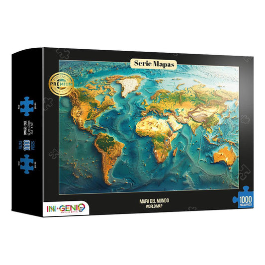 Rompecabezas 1000 piezas Mapa del Mundo (ING204) - Ingenio Destreza Mental