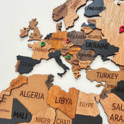 MADEMAP Premium - Mapamundi de Madera para Instalar en Pared en Relieve 3D Multicolor - Ingenio Destreza Mental