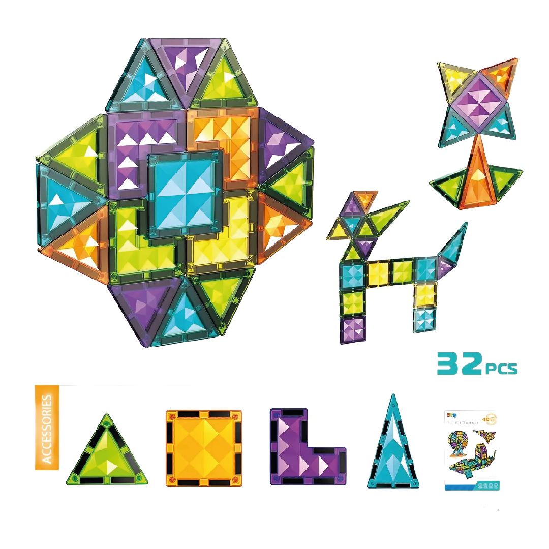 Bloques Magnéticos 4D – Diamond Surface (32 piezas)