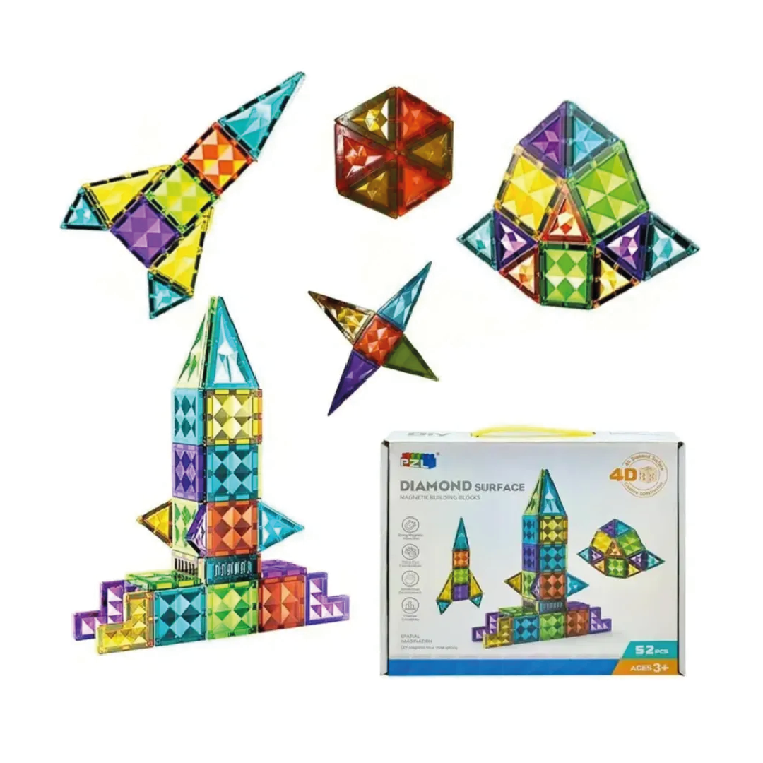 Bloques Magnéticos 4D – Diamond Surface (52 piezas)