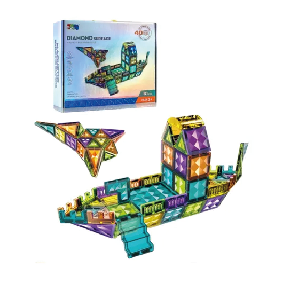 Bloques Magnéticos 4D – Diamond Surface (81 piezas)