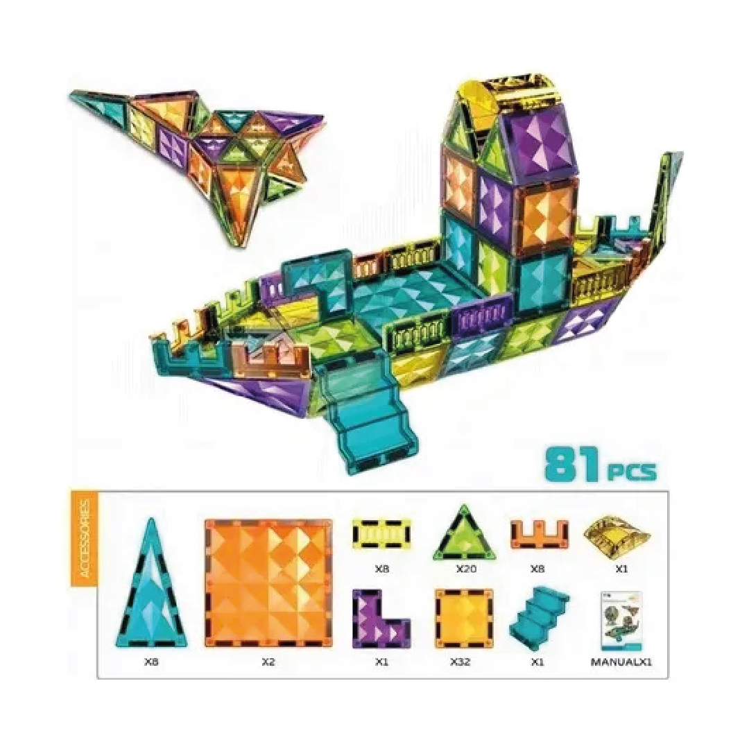Bloques Magnéticos 4D – Diamond Surface (81 piezas)
