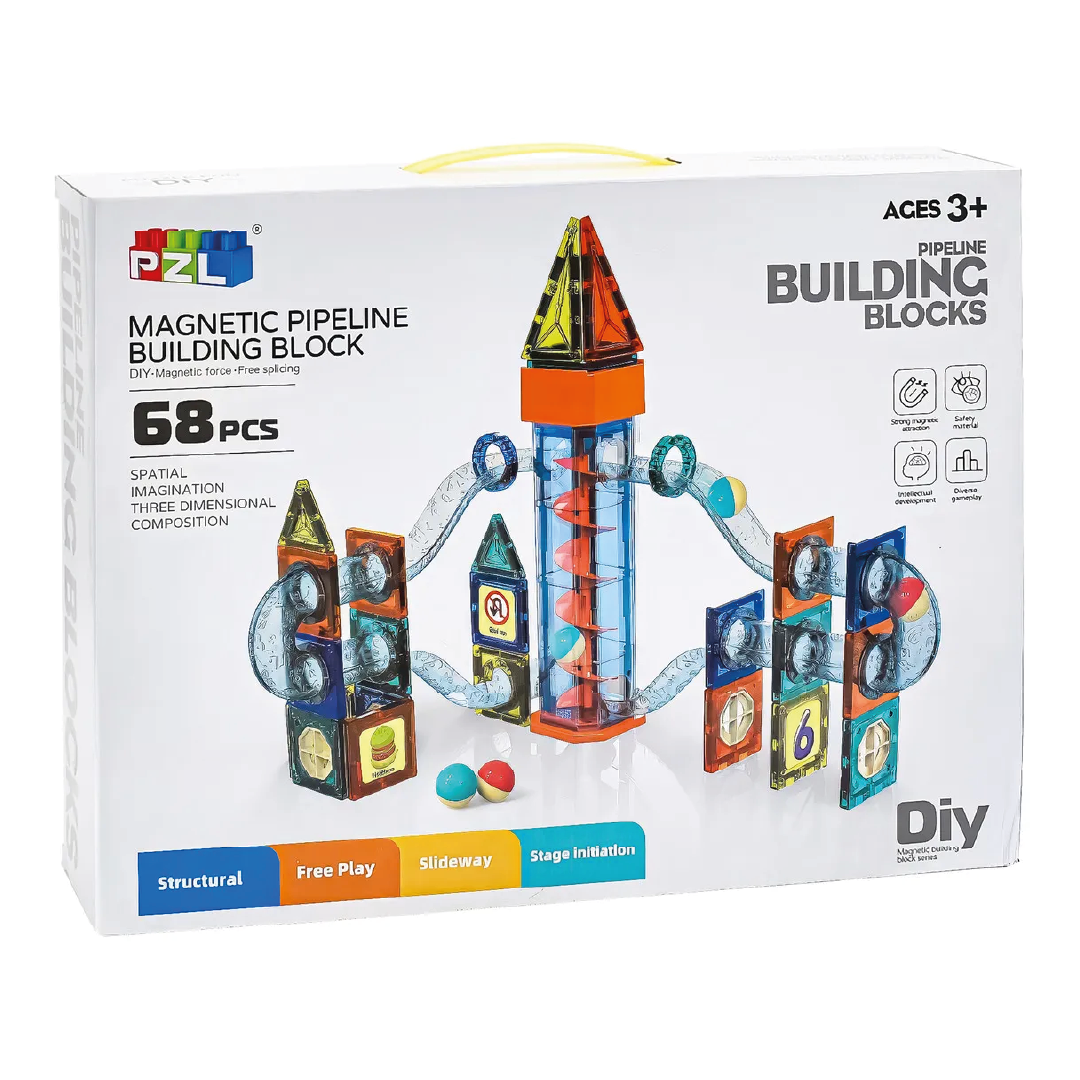 Bloques Magnéticos 4D + Pista de Gravedad (68 piezas)