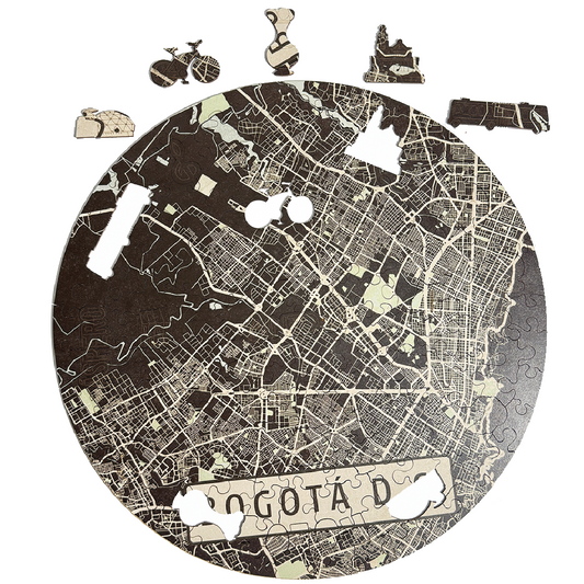 Rompecabezas Mutiformas Redondo en Madera - Mapa de Bogotá 165 Piezas