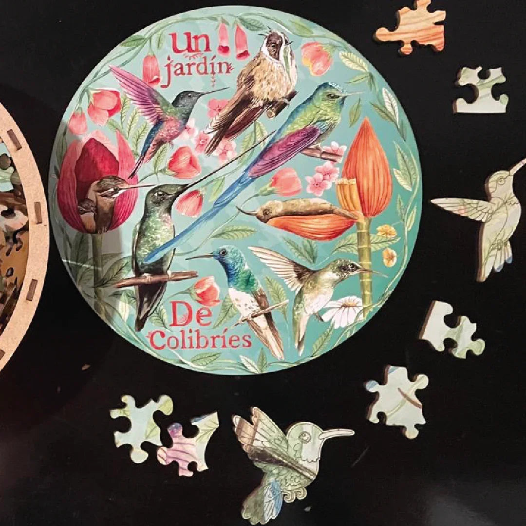 Rompecabezas 300 Piezas Redondo en Madera - Guìa de Colibríes