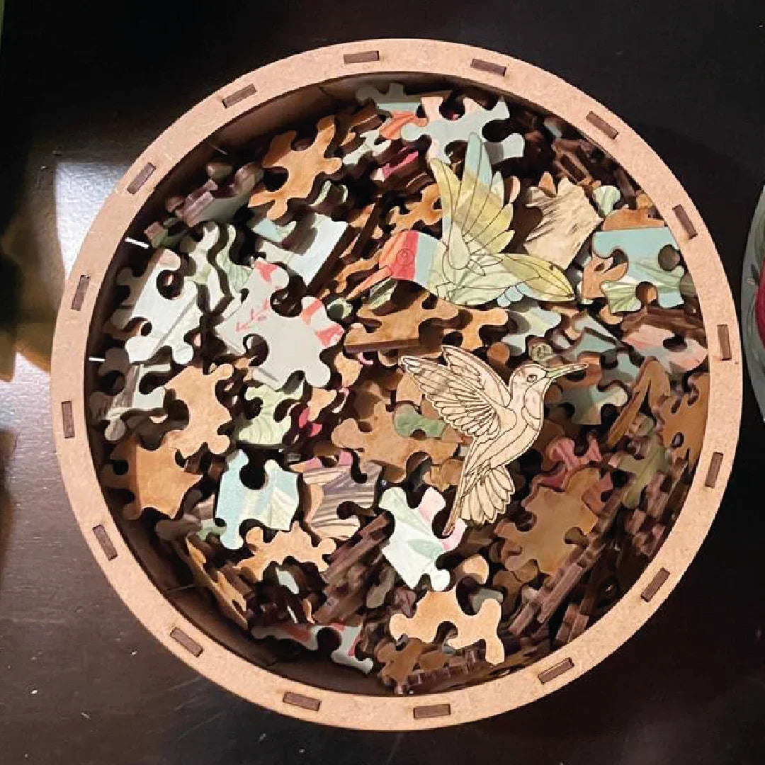 Rompecabezas 300 Piezas Redondo en Madera - Guìa de Colibríes
