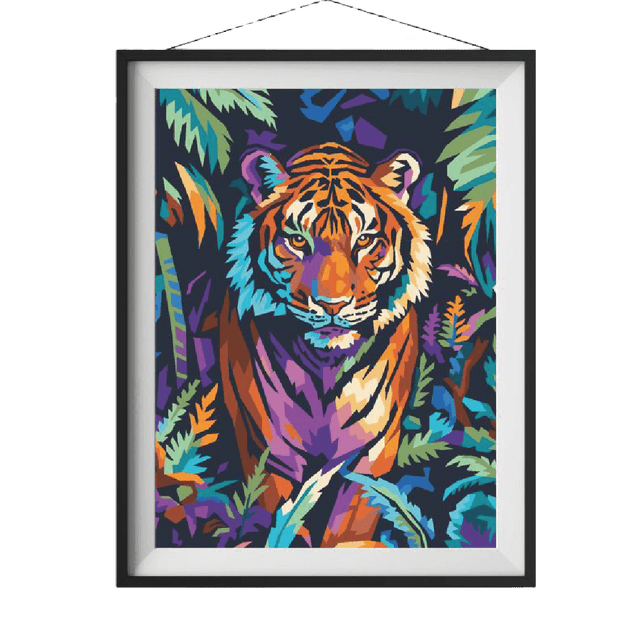 Tigre kit de pintura por numeros 50x40 cm
