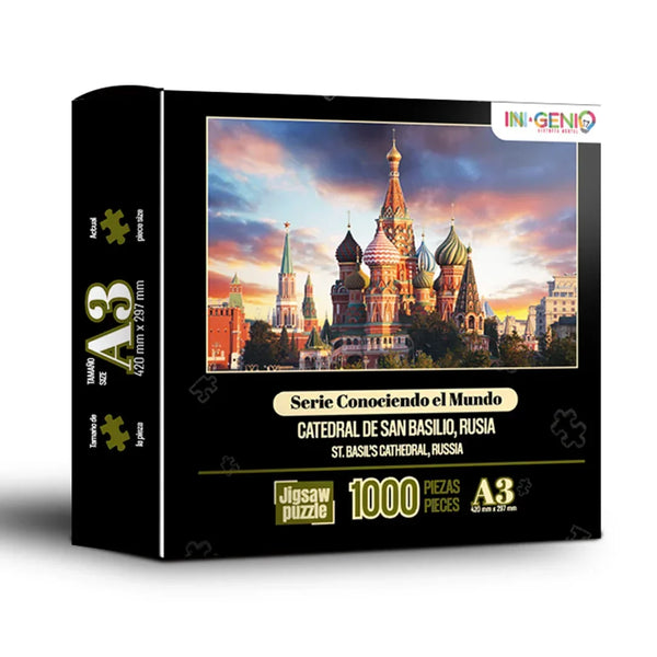Rompecabezas 1000 Piezas mini A3 - Catedral de San Basilio, Rusia (M100-202) - Ingenio Destreza Mental