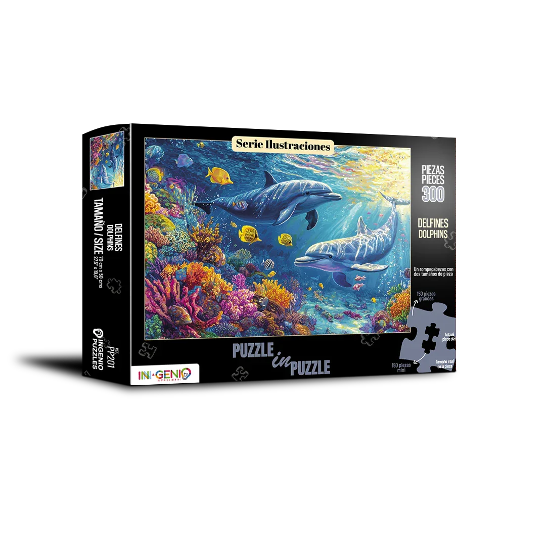 Rompecabezas Puzzle in Puzzle 300 piezas Delfines (PP201)