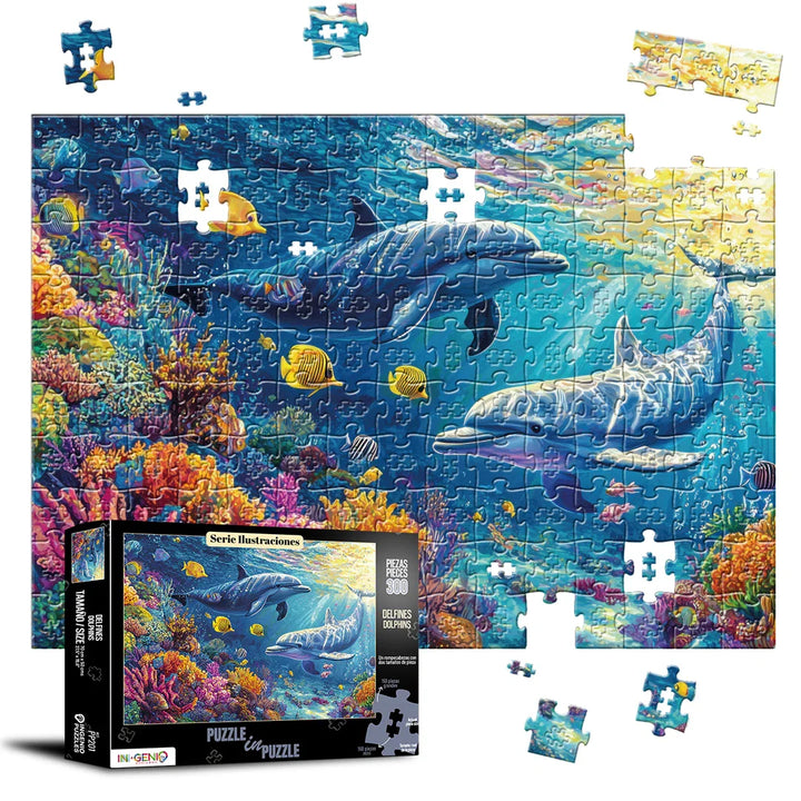 Rompecabezas Puzzle in Puzzle 300 piezas Delfines (PP201)