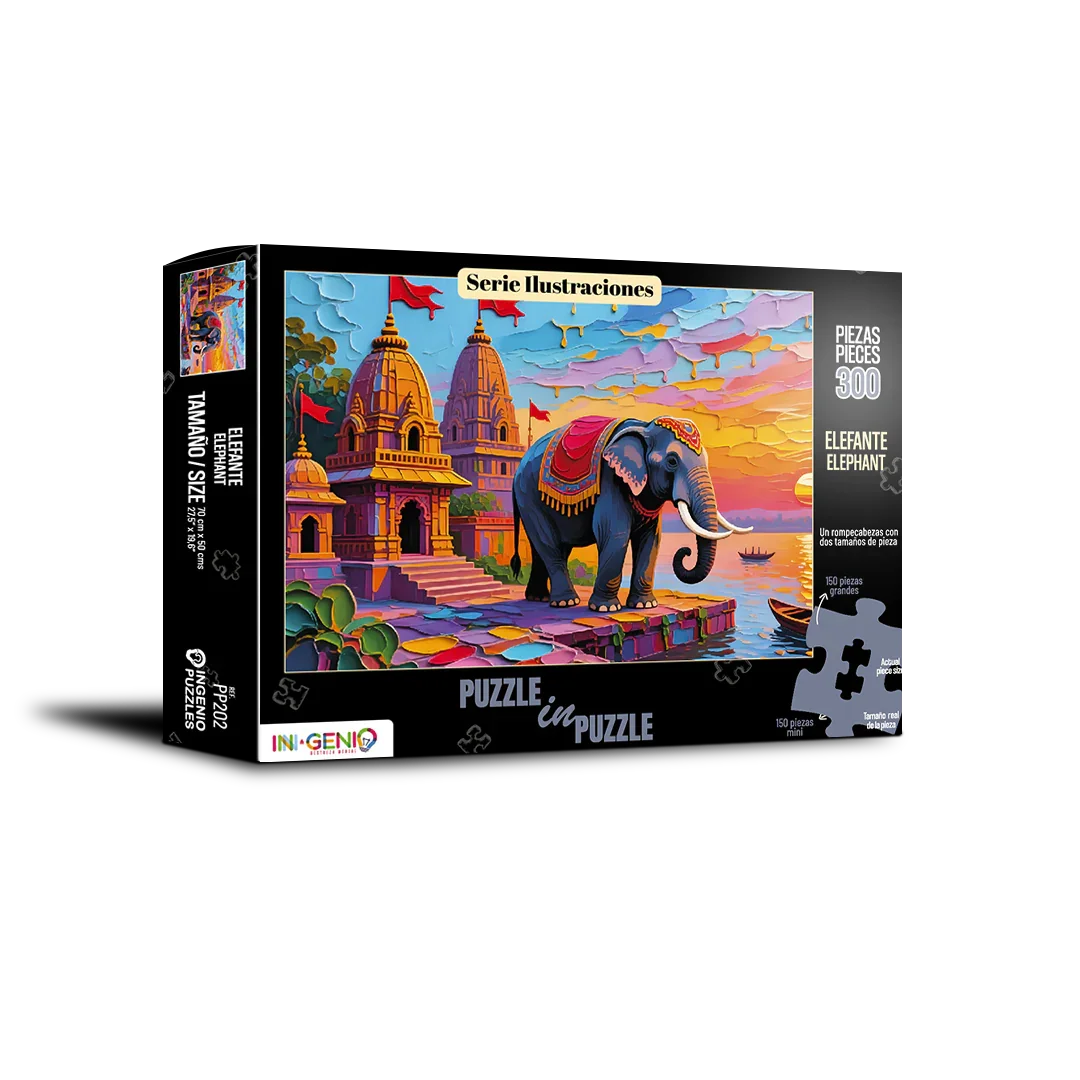 Rompecabezas Puzzle in Puzzle 300 piezas Elefante hindú (PP202)