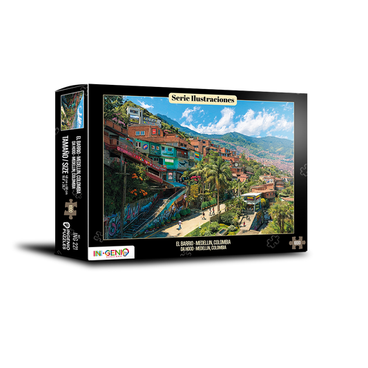 Rompecabezas 1000 piezas Vida en el Barrio - Medellín Colombia (ING221)