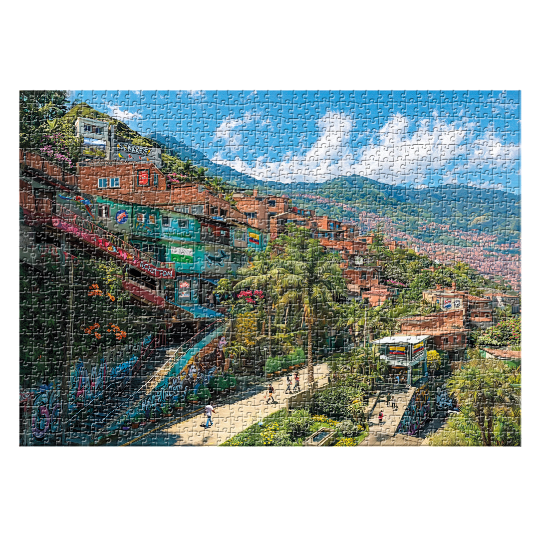 Rompecabezas 1000 piezas Vida en el Barrio - Medellín Colombia (ING221)