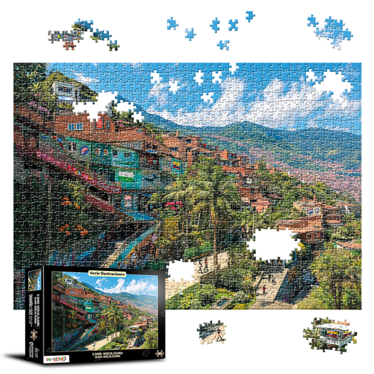 Rompecabezas 1000 piezas Vida en el Barrio - Medellín Colombia (ING221)