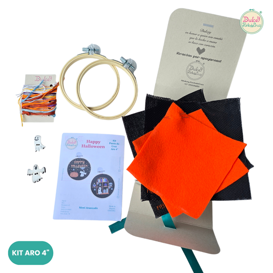 Kit punto de Cruz Aro 4" Happy Halloween