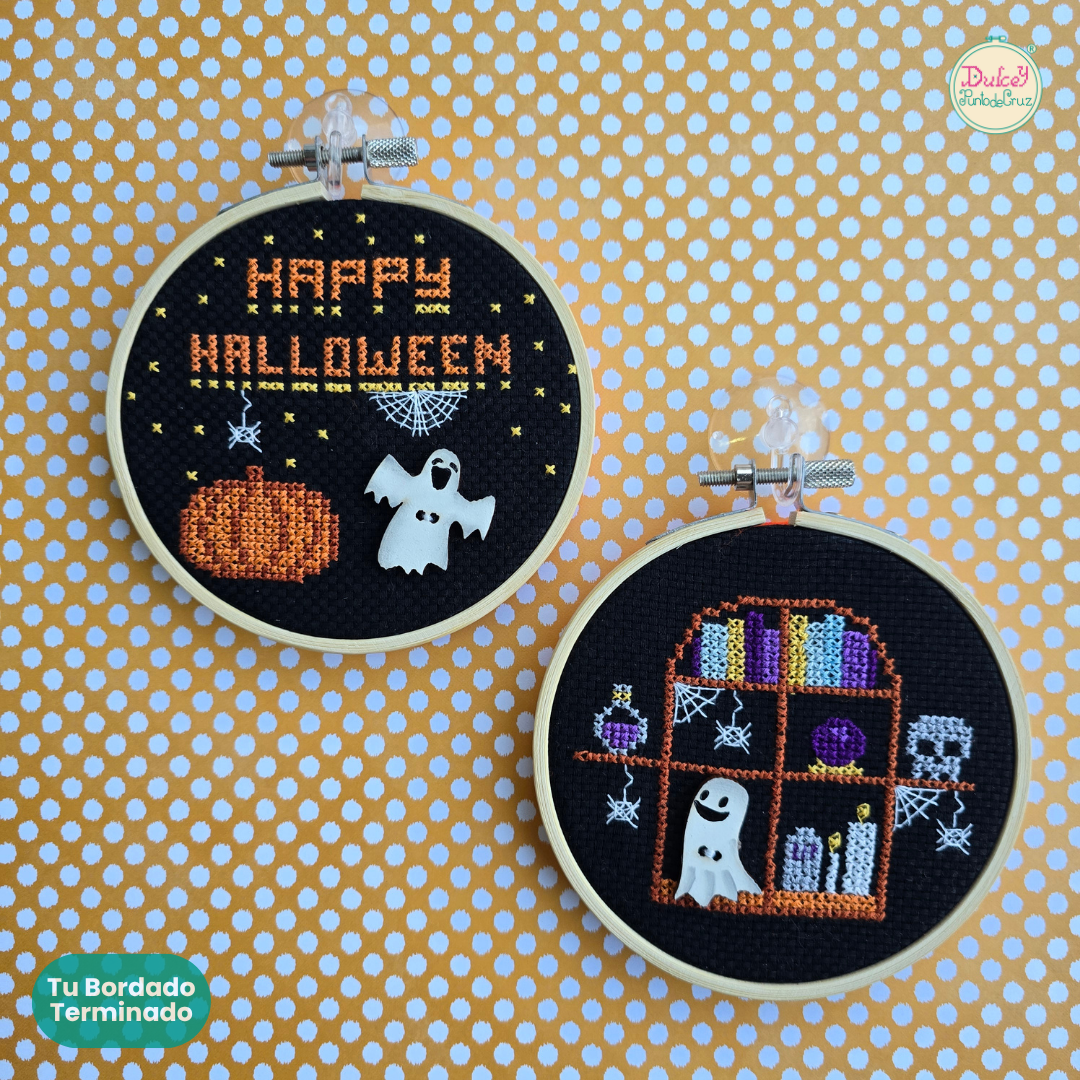 Kit punto de Cruz Aro 4" Happy Halloween