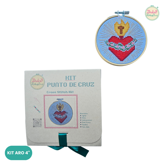 Kit punto de Cruz Aro 4" Sagrado Corazón de Jesús