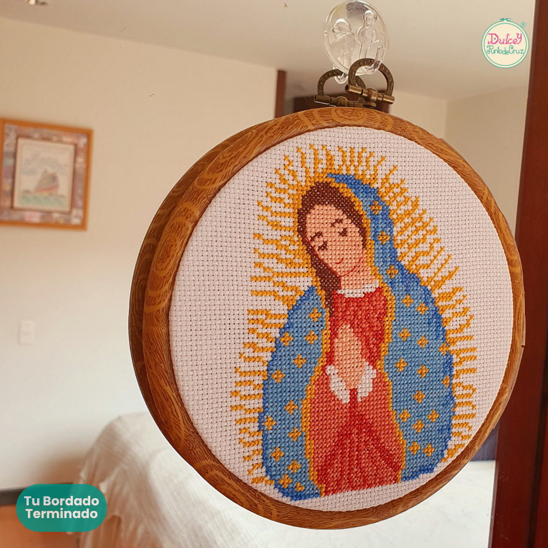 Kit punto de Cruz Aro 6" Virgen de Guadalupe