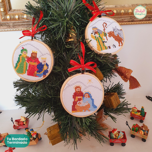 Kit punto de Cruz Aro 3" Pesebre Navideño
