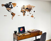 MADEMAP Premium - Mapamundi de Madera para Instalar en Pared en Relieve 3D Multicolor - Ingenio Destreza Mental