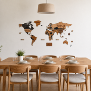 MADEMAP Premium - Mapamundi de Madera para Instalar en Pared en Relieve 3D Multicolor