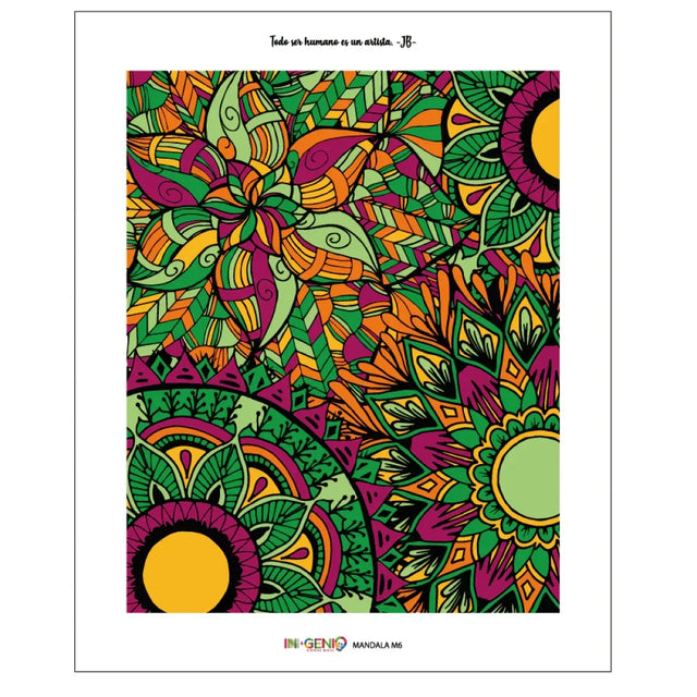 Pintura por números 50x40cm - Mandala Hawaiana - Ingenio Destreza Mental