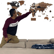 MADEMAP Premium - Mapamundi de Madera para Instalar en Pared en Relieve 3D Multicolor - Ingenio Destreza Mental