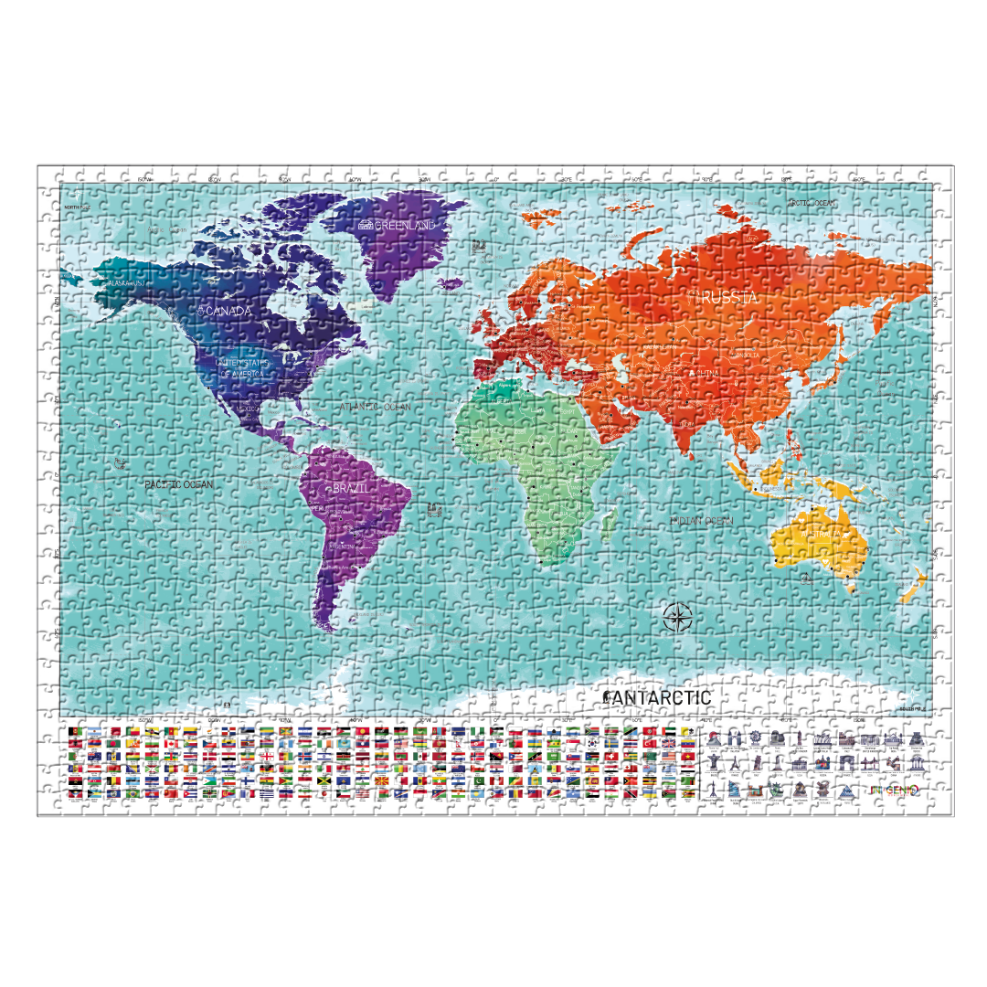 Rompecabezas 1000 piezas Mapamundi Geográfico (ING229)